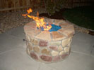 Firepit at night with crystals